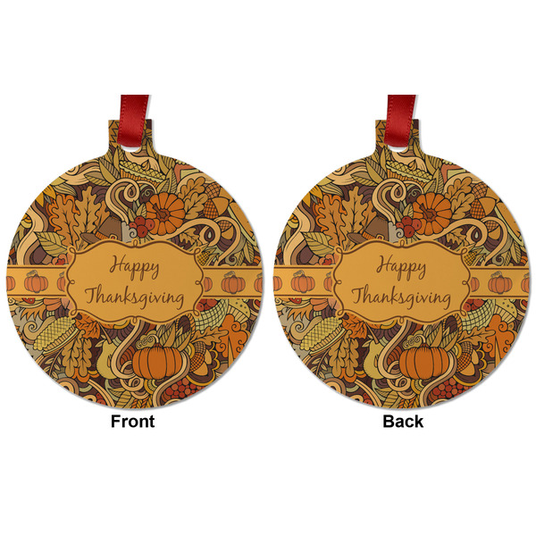 Thanksgiving Metal Ball Ornament - Front and Back