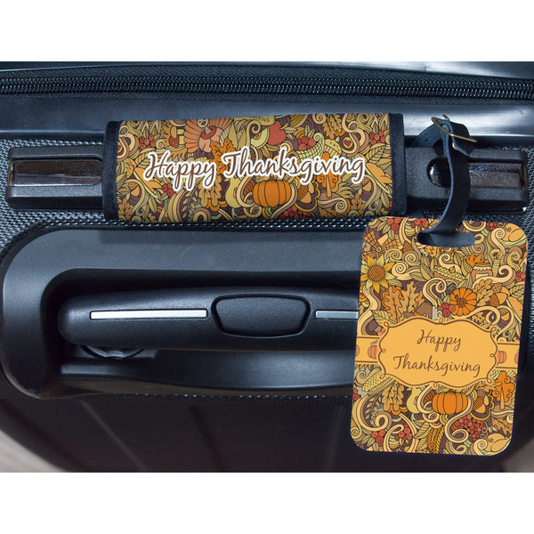 Thanksgiving Metal Luggage Tag & Handle Wrap - In Context