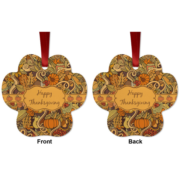 Thanksgiving Metal Paw Ornament - Front and Back