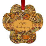 Thanksgiving Metal Paw Ornament - Double Sided