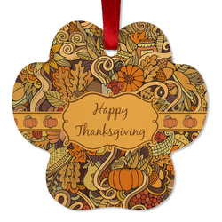 Thanksgiving Metal Paw Ornament - Double Sided