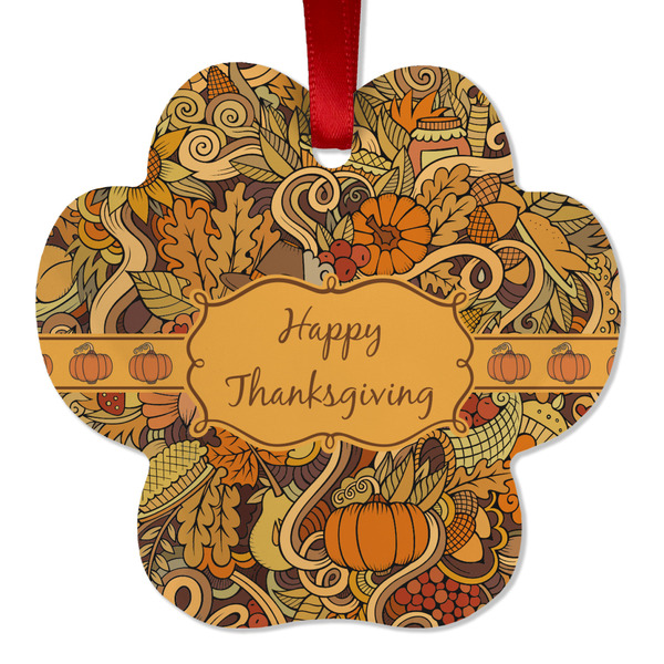 Custom Thanksgiving Metal Paw Ornament - Double Sided