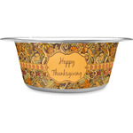 Thanksgiving Stainless Steel Dog Bowl - Medium (Personalized)