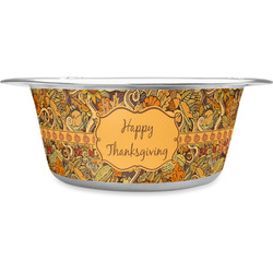 Thanksgiving Stainless Steel Dog Bowl - Large (Personalized)
