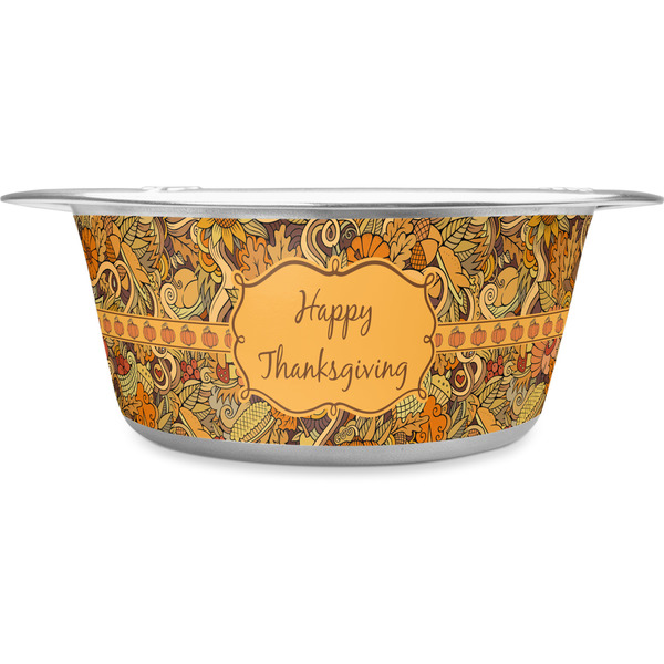 Custom Thanksgiving Stainless Steel Dog Bowl - Medium (Personalized)
