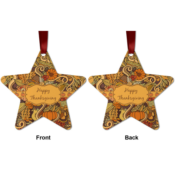 Thanksgiving Metal Star Ornament - Front and Back