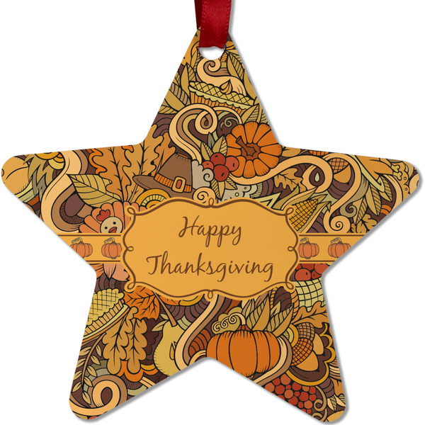 Custom Thanksgiving Metal Star Ornament - Double Sided