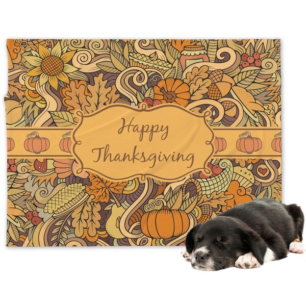 Custom Thanksgiving Dog Blanket - Large (Personalized)