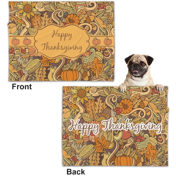 Thanksgiving Microfleece Dog Blanket - Regular - Front & Back
