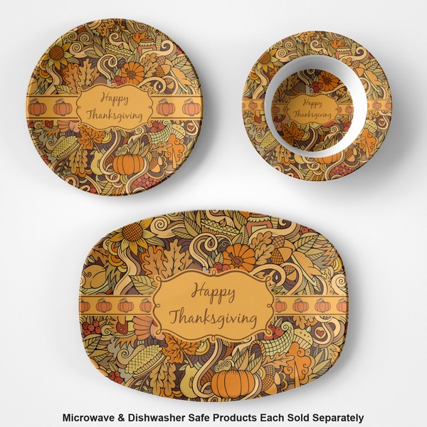 Thanksgiving Microwave & Dishwasher Safe CP Plastic Dishware - Group