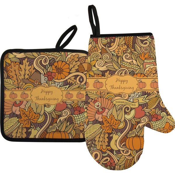 Custom Thanksgiving Right Oven Mitt & Pot Holder Set