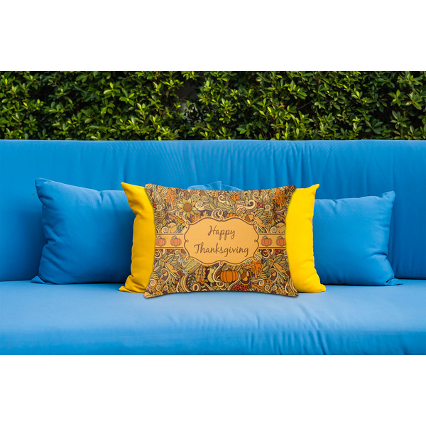 Thanksgiving Outdoor Throw Pillow  - LIFESTYLE (Rectangular - 20x14)