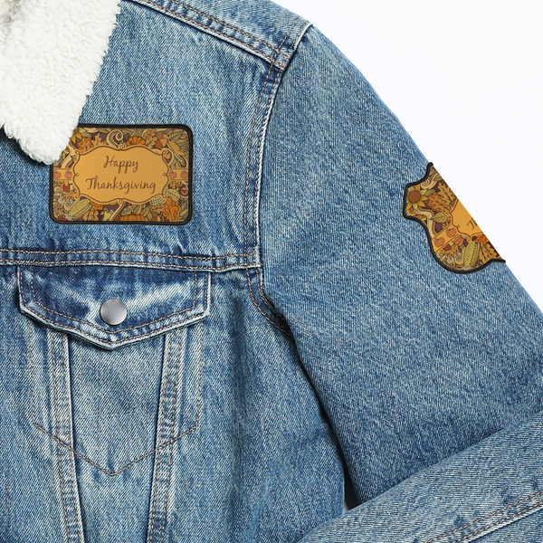 Thanksgiving Patches Lifestyle Jean Jacket Detail