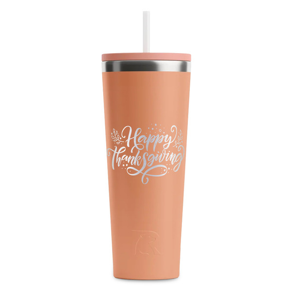 Custom Thanksgiving RTIC Everyday Tumbler with Straw - 28oz - Peach - Single-Sided