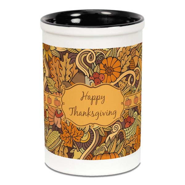 Custom Thanksgiving Ceramic Pencil Holders - Black