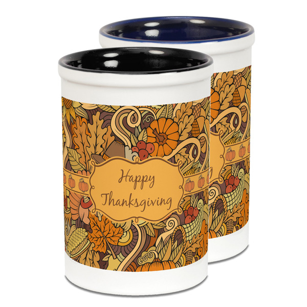 Custom Thanksgiving Ceramic Pencil Holder - Large
