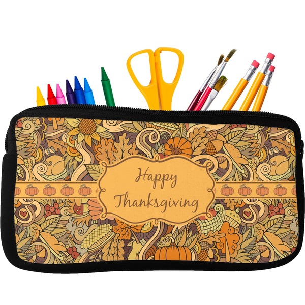 Custom Thanksgiving Neoprene Pencil Case - Small