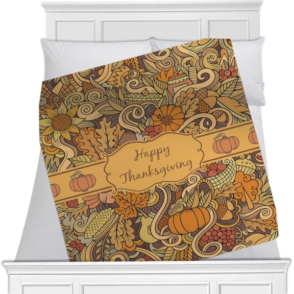 Custom Thanksgiving Minky Blanket - Twin / Full - 80"x60" - Double Sided (Personalized)