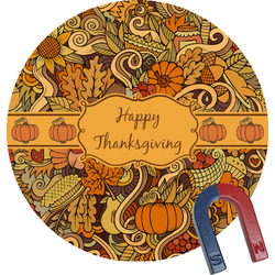 Thanksgiving Round Fridge Magnet