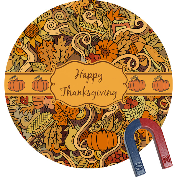 Custom Thanksgiving Round Fridge Magnet
