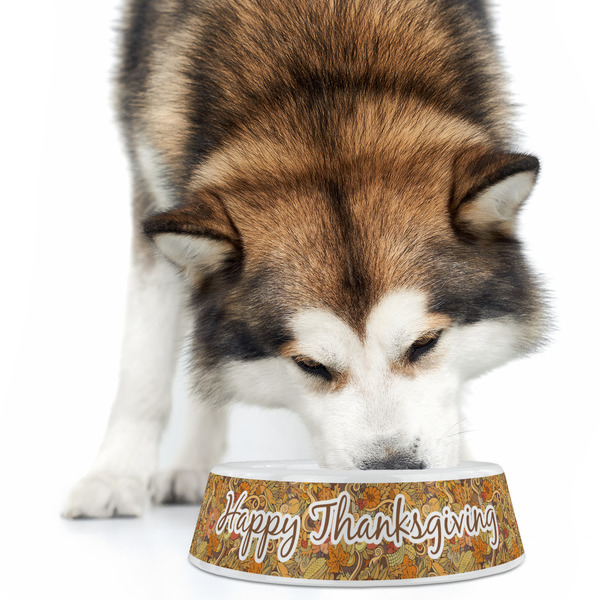 Thanksgiving Plastic Pet Bowls - Large - LIFESTYLE