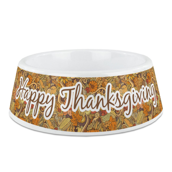 Custom Thanksgiving Plastic Dog Bowl - Medium