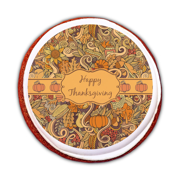 Thanksgiving Printed Icing Circle - Medium - On Cookie