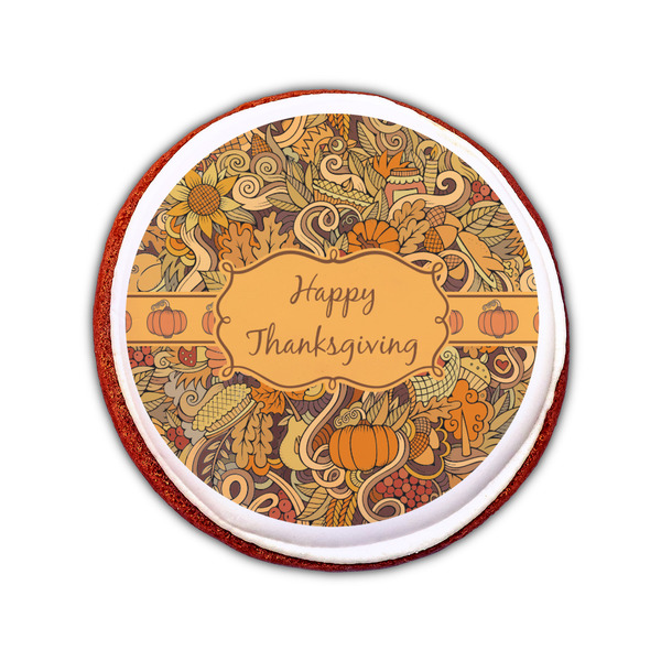 Thanksgiving Printed Icing Circle - Small - On Cookie