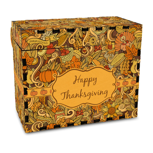 Custom Thanksgiving Wood Recipe Box - Full Color Print
