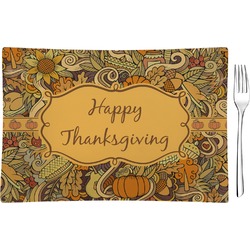 Thanksgiving Rectangular Glass Appetizer / Dessert Plate - Single or Set (Personalized)