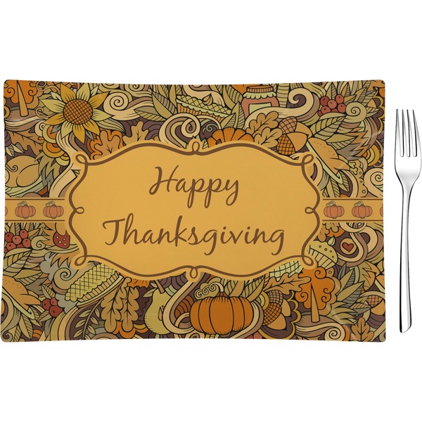 Custom Thanksgiving Glass Rectangular Appetizer / Dessert Plate (Personalized)