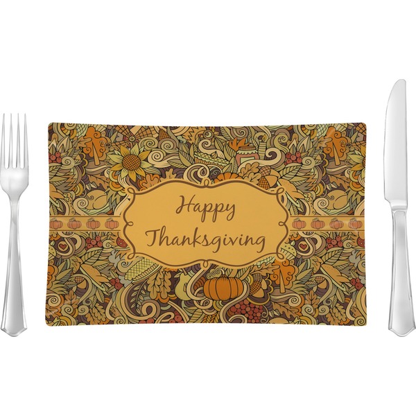Custom Thanksgiving Rectangular Glass Lunch / Dinner Plate - Single or Set (Personalized)