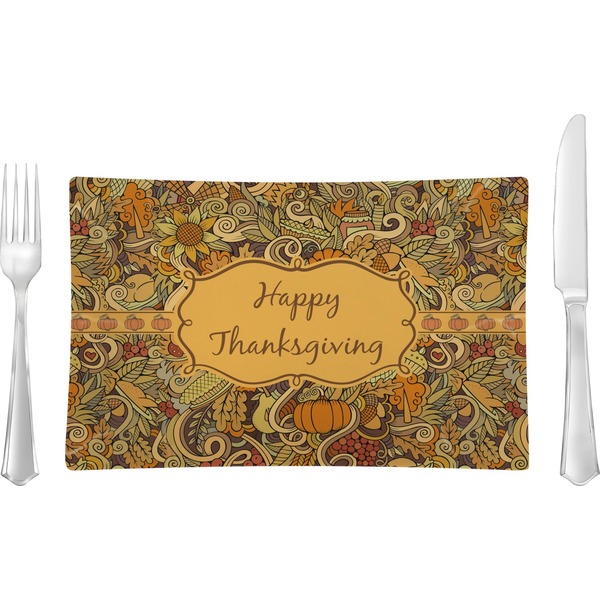 Custom Thanksgiving Rectangular Glass Lunch / Dinner Plate - Single or Set (Personalized)