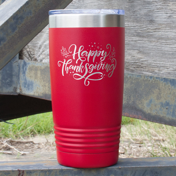 Custom Thanksgiving 20 oz Stainless Steel Tumbler - Red - Double Sided