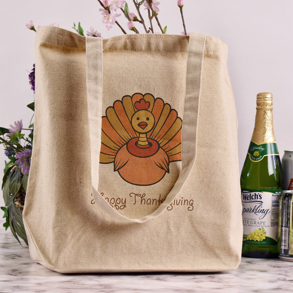 Thanksgiving Reusable Cotton Grocery Bag - In Context
