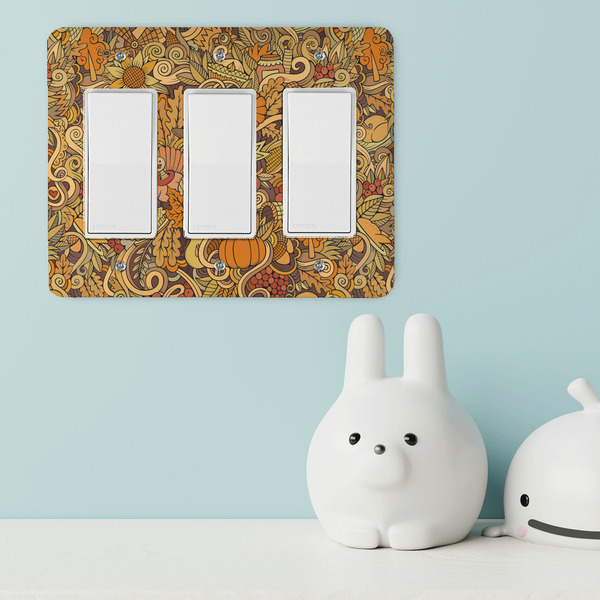 Thanksgiving Rocker Light Switch Covers - Triple - IN CONTEXT
