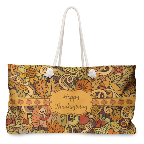Custom Thanksgiving Large Tote Bag with Rope Handles