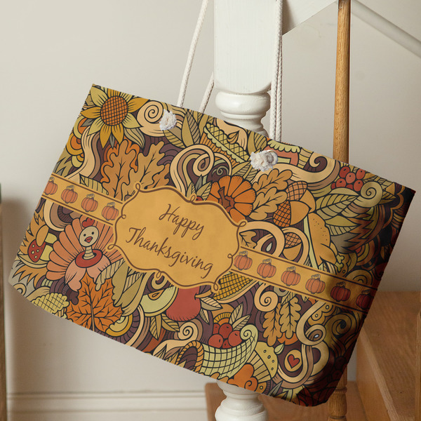 Thanksgiving Large Rope Tote - Life Style