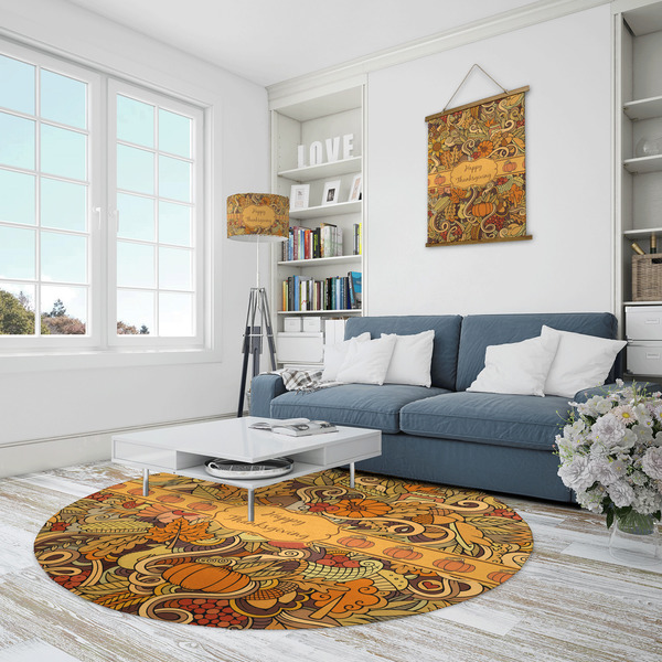 Thanksgiving Round Area Rug - IN CONTEXT