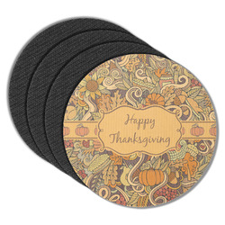 Thanksgiving Round Rubber Backed Coasters - Set of 4 (Personalized)