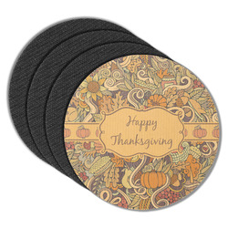 Thanksgiving Round Rubber Backed Coasters - Set of 4 (Personalized)