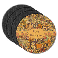 Thanksgiving Round Rubber Backed Coasters - Set of 4 (Personalized)
