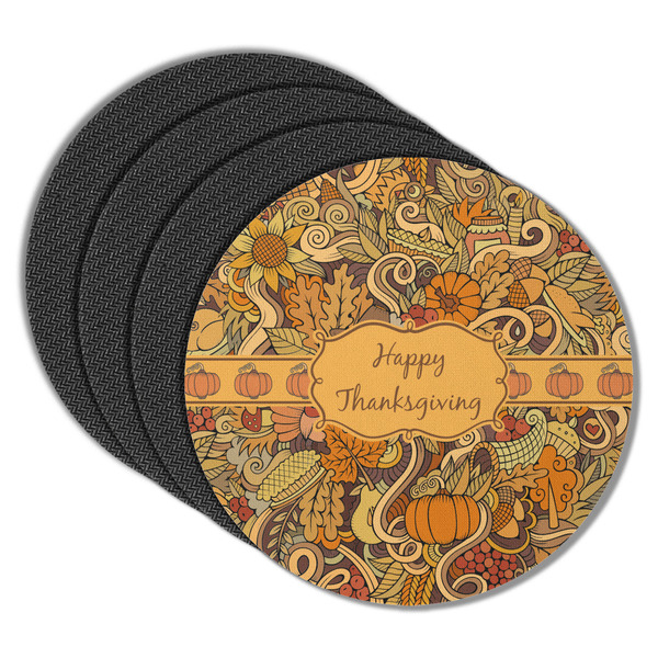 Custom Thanksgiving Round Rubber Backed Coasters - Set of 4 (Personalized)