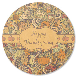 Thanksgiving Round Rubber Backed Coaster (Personalized)