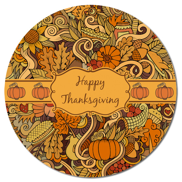 Thanksgiving Round Fridge Magnet - FRONT