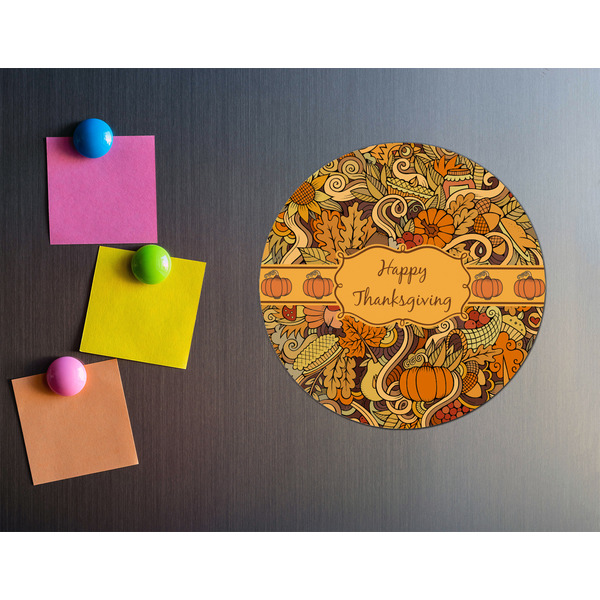 Thanksgiving Round Fridge Magnet - LIFESTYLE