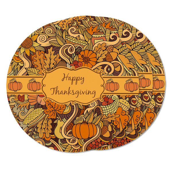 Thanksgiving Round Fridge Magnet - THREE