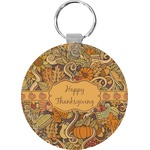 Thanksgiving Round Plastic Keychain