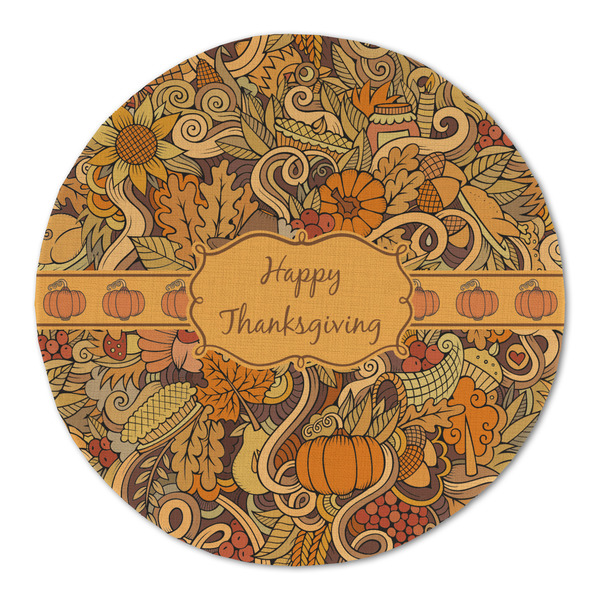 Custom Thanksgiving Round Linen Placemat - Single Sided