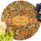 Thanksgiving Round Linen Placemats - Front (w flowers)